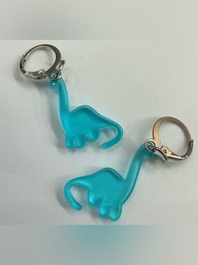 ACRYLIC BLUE DINOSAURS BRONTOSAURUS EARRINGS